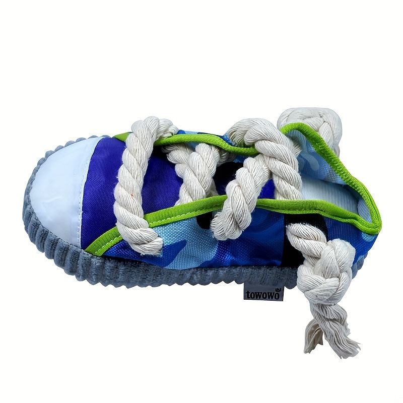 Colorful Plush Dog Chew Toy with Sneaker Design Durable Interactive Squeaker