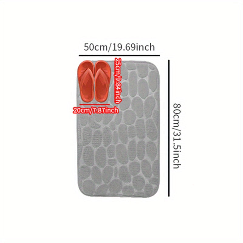 Non-Slip Pebble Flannel Bath Mat Polyester Bathroom Rug with Anti-Skid Design