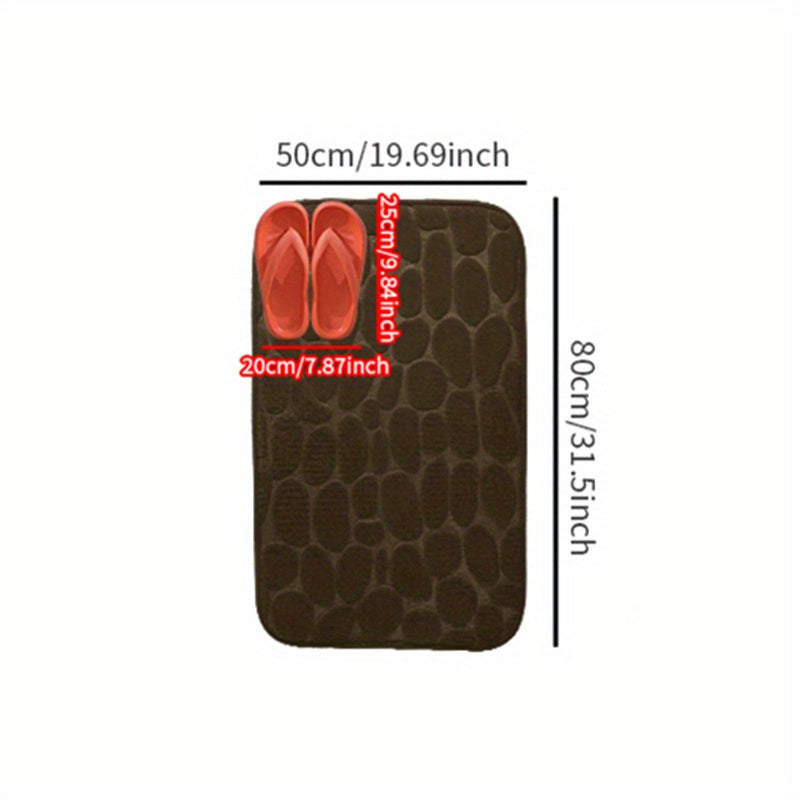 Non-Slip Pebble Flannel Bath Mat Polyester Bathroom Rug with Anti-Skid Design