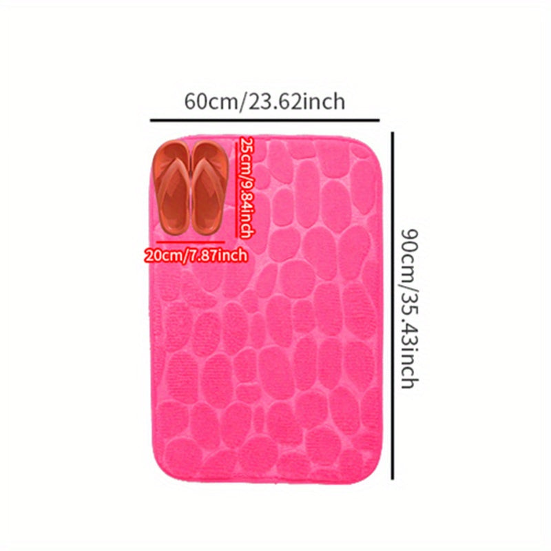 Non-Slip Pebble Flannel Bath Mat Polyester Bathroom Rug with Anti-Skid Design