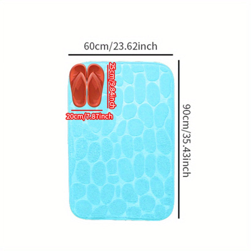 Non-Slip Pebble Flannel Bath Mat Polyester Bathroom Rug with Anti-Skid Design
