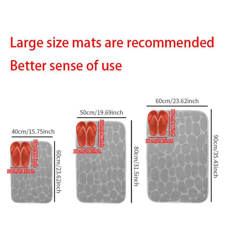 Non-Slip Pebble Flannel Bath Mat Polyester Bathroom Rug with Anti-Skid Design