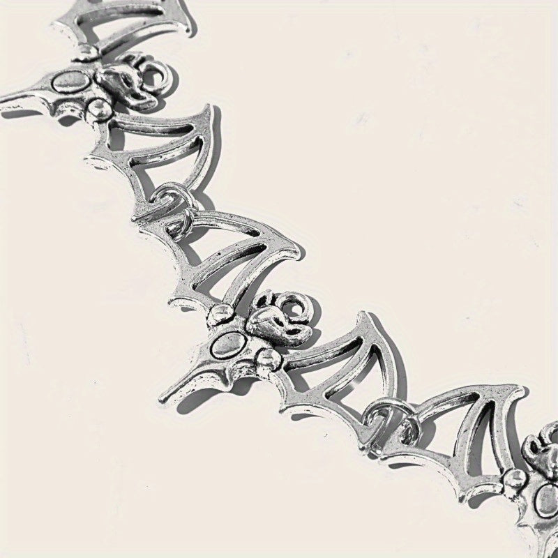 Stainless Steel Crescent Moon Bat Choker Necklace Punk Style for Women