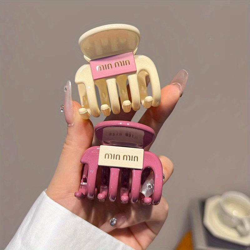 Vintage Round Plastic Hair Claw Clip for Women Small Solid Color Elegant