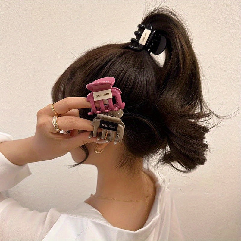 Vintage Round Plastic Hair Claw Clip for Women Small Solid Color Elegant