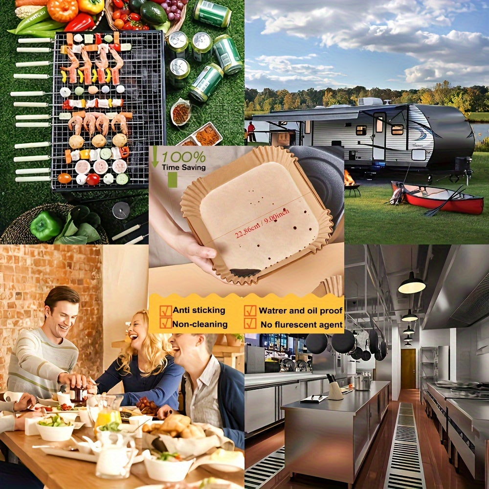 50 Round Non-Stick Air Fryer Liners 22.86cm Leakproof Parchment Paper for 5-8QT Oven