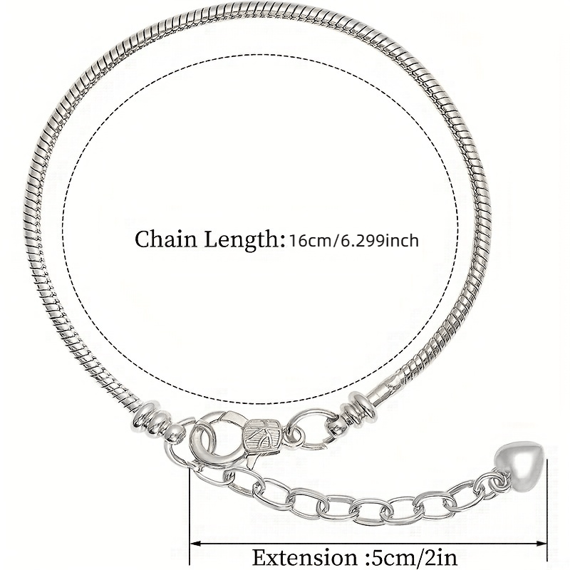 10 Pieces Silver Plated Copper Snake Chain Bracelets with Heart Charms and Lobster Clasps for DIY Jewelry Making