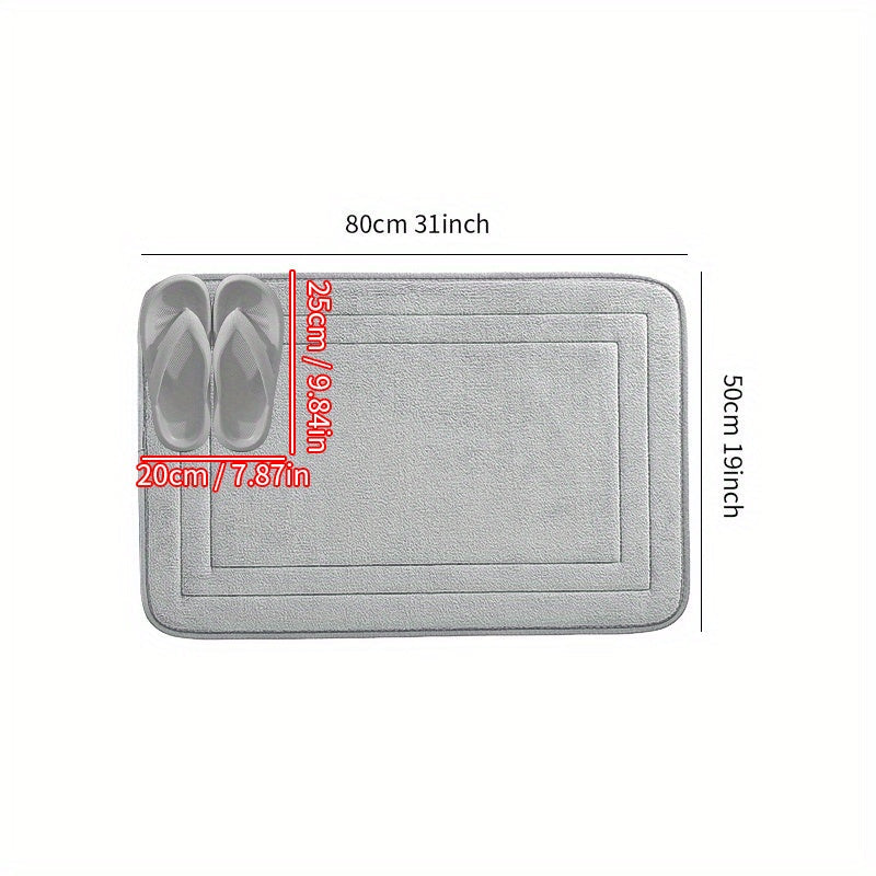 Soft Non-Slip Flannel Bath Mat Absorbent Quick-Drying Rectangular Rug