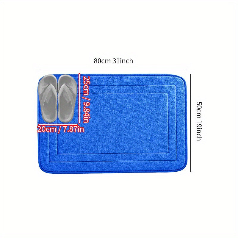 Soft Non-Slip Flannel Bath Mat Absorbent Quick-Drying Rectangular Rug