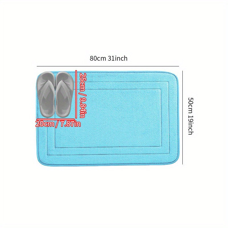 Soft Non-Slip Flannel Bath Mat Absorbent Quick-Drying Rectangular Rug