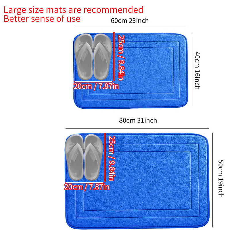 Soft Non-Slip Flannel Bath Mat Absorbent Quick-Drying Rectangular Rug