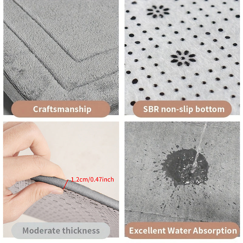 Soft Non-Slip Flannel Bath Mat Absorbent Quick-Drying Rectangular Rug