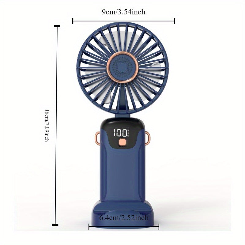 USB Fan with 5 Speeds, Foldable Compact Design for Travel and Portable Use