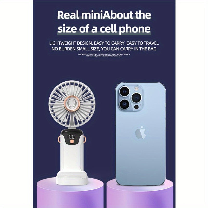 USB Fan with 5 Speeds, Foldable Compact Design for Travel and Portable Use