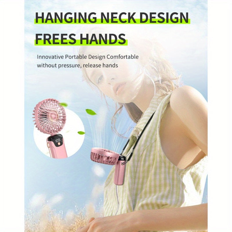 USB Fan with 5 Speeds, Foldable Compact Design for Travel and Portable Use