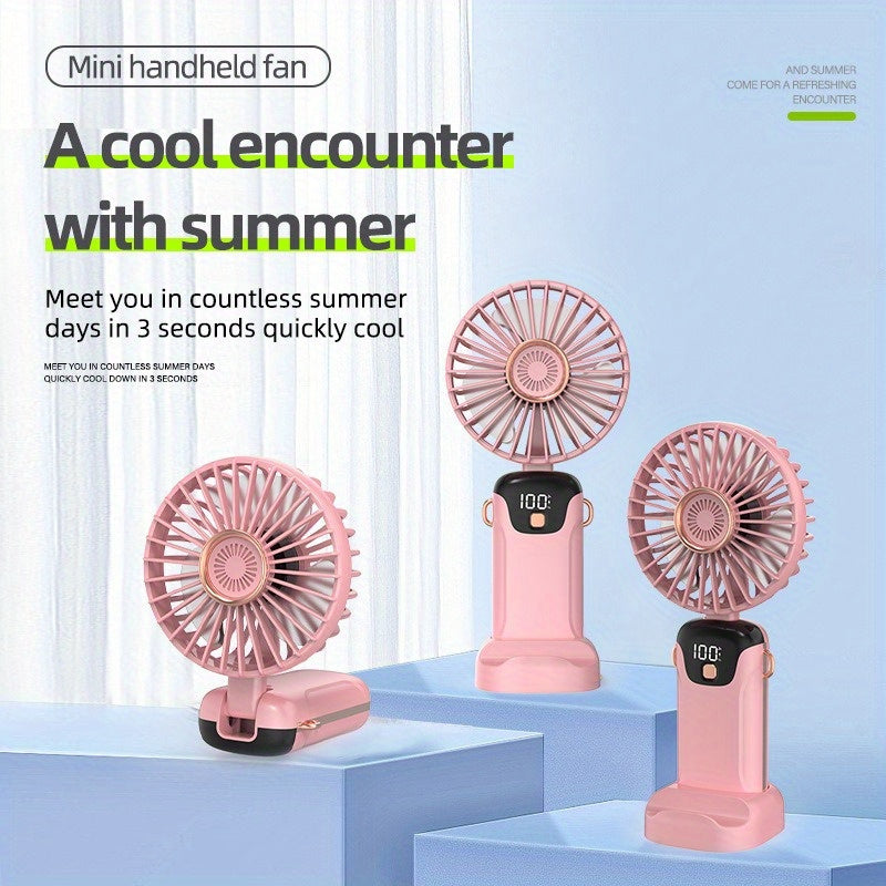 USB Fan with 5 Speeds, Foldable Compact Design for Travel and Portable Use