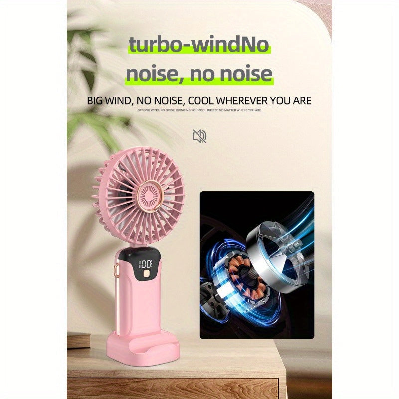 USB Fan with 5 Speeds, Foldable Compact Design for Travel and Portable Use