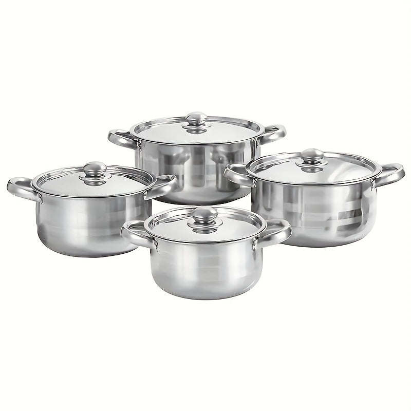Stainless Steel Cookware Set 4 Pieces with Lids 20/21/24/26cm for Camping Outdoor