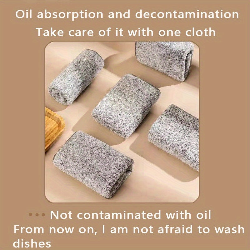 5 piezas de paños de limpieza de cocina de fibra de carbón de bambú, toallas absorbentes para platos
