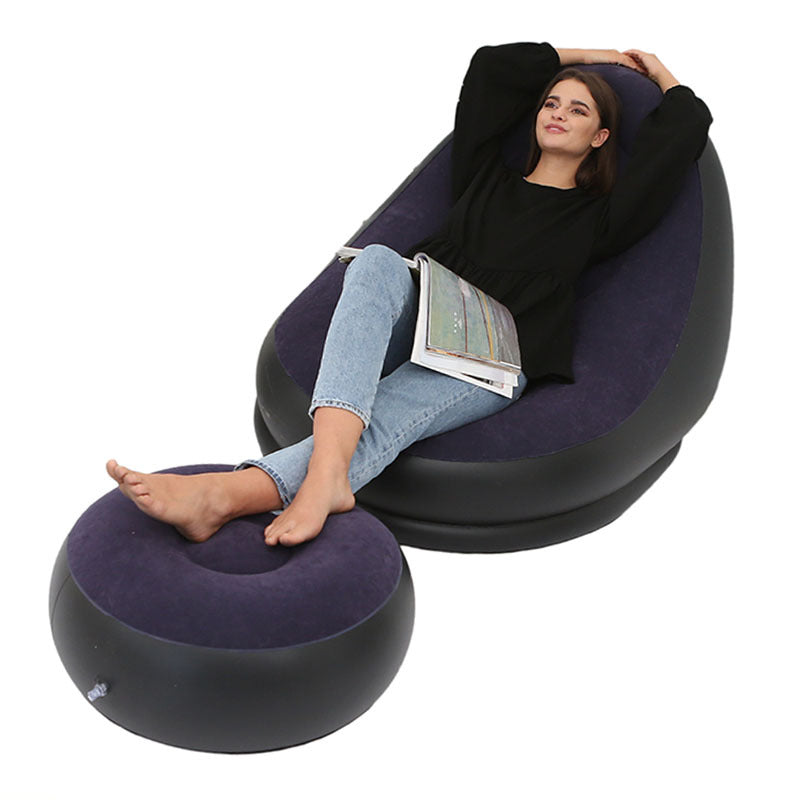 Sofá inflable con reposapiés, portátil para exteriores e interiores, plegable, reclinable casual para dormitorio y hogar
