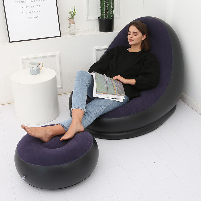 Sofá inflable con reposapiés, portátil para exteriores e interiores, plegable, reclinable casual para dormitorio y hogar