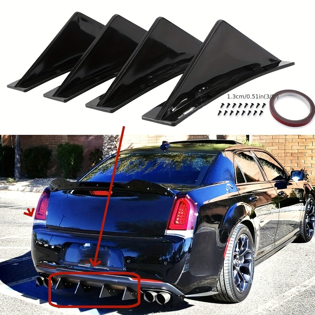 Universal Car Rear Bumper Spoiler 4 Pack Aerodynamic Durable Decoration