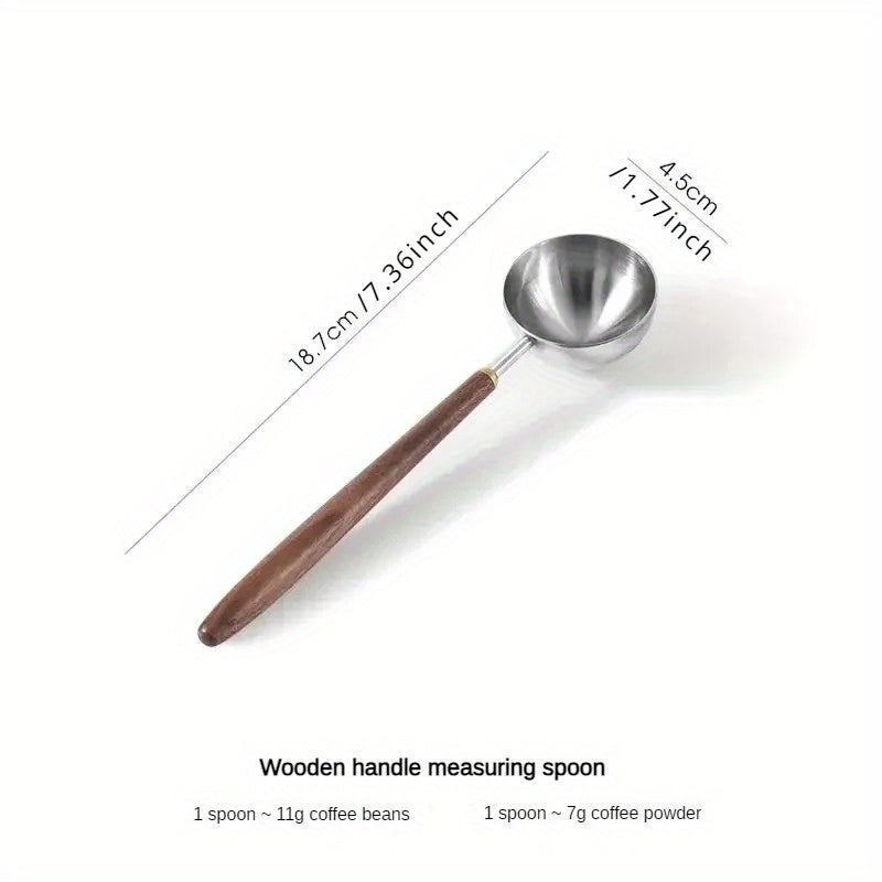 Stainless Steel Coffee Scoop with Walnut Wood Handle for Precise Measurement