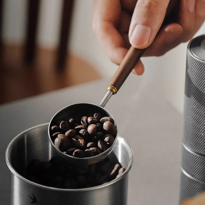 Stainless Steel Coffee Scoop with Walnut Wood Handle for Precise Measurement