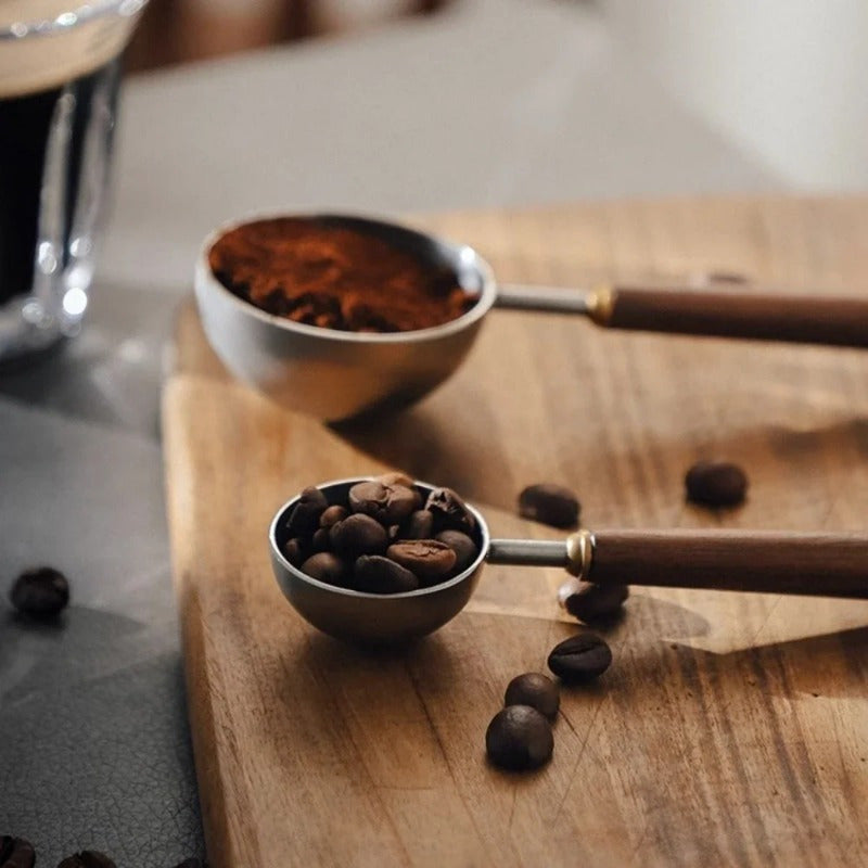Stainless Steel Coffee Scoop with Walnut Wood Handle for Precise Measurement