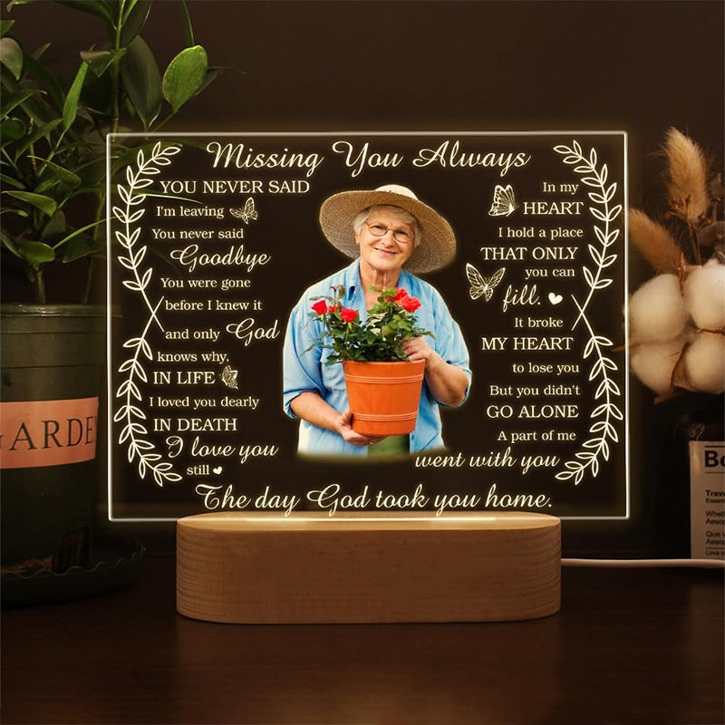 Custom Mom Photo Frame with LED Night Light Memorial Gift for Loss of Loved One