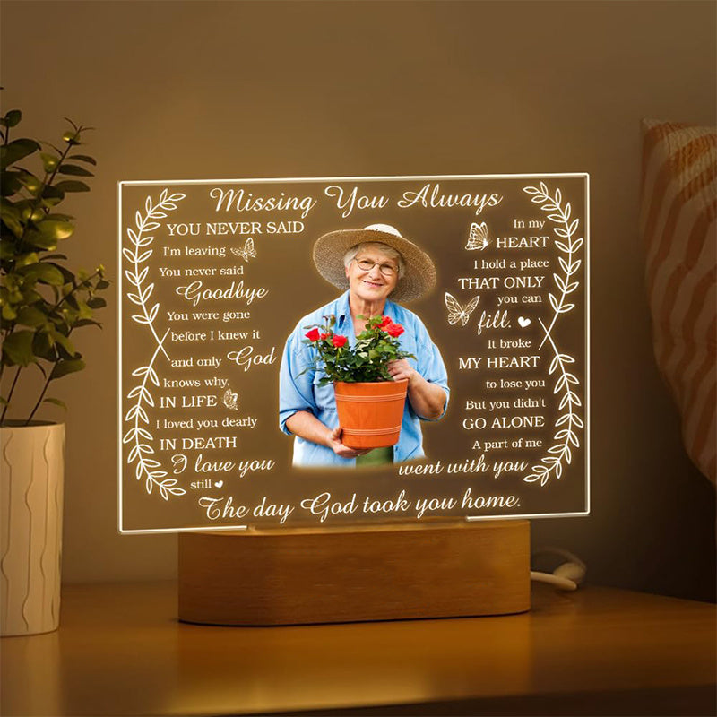 Custom Mom Photo Frame with LED Night Light Memorial Gift for Loss of Loved One
