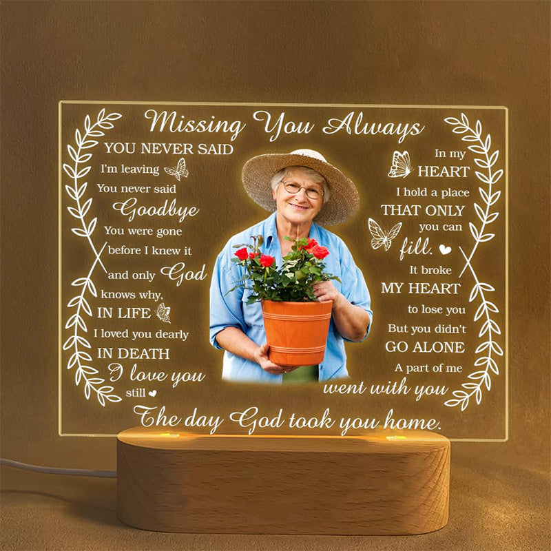 Custom Mom Photo Frame with LED Night Light Memorial Gift for Loss of Loved One