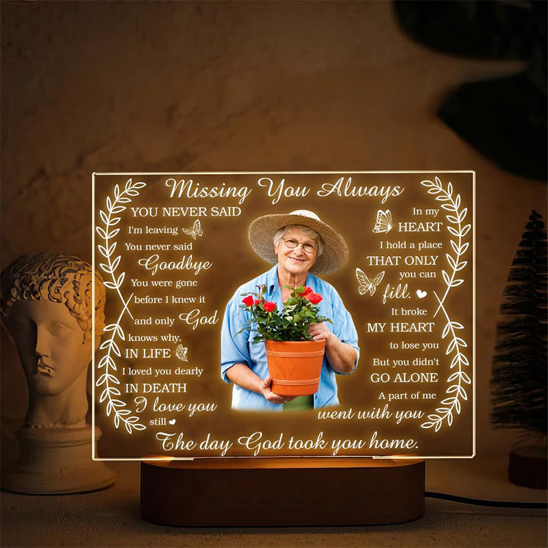 Custom Mom Photo Frame with LED Night Light Memorial Gift for Loss of Loved One