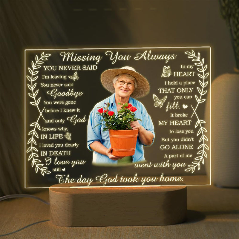 Custom Mom Photo Frame with LED Night Light Memorial Gift for Loss of Loved One