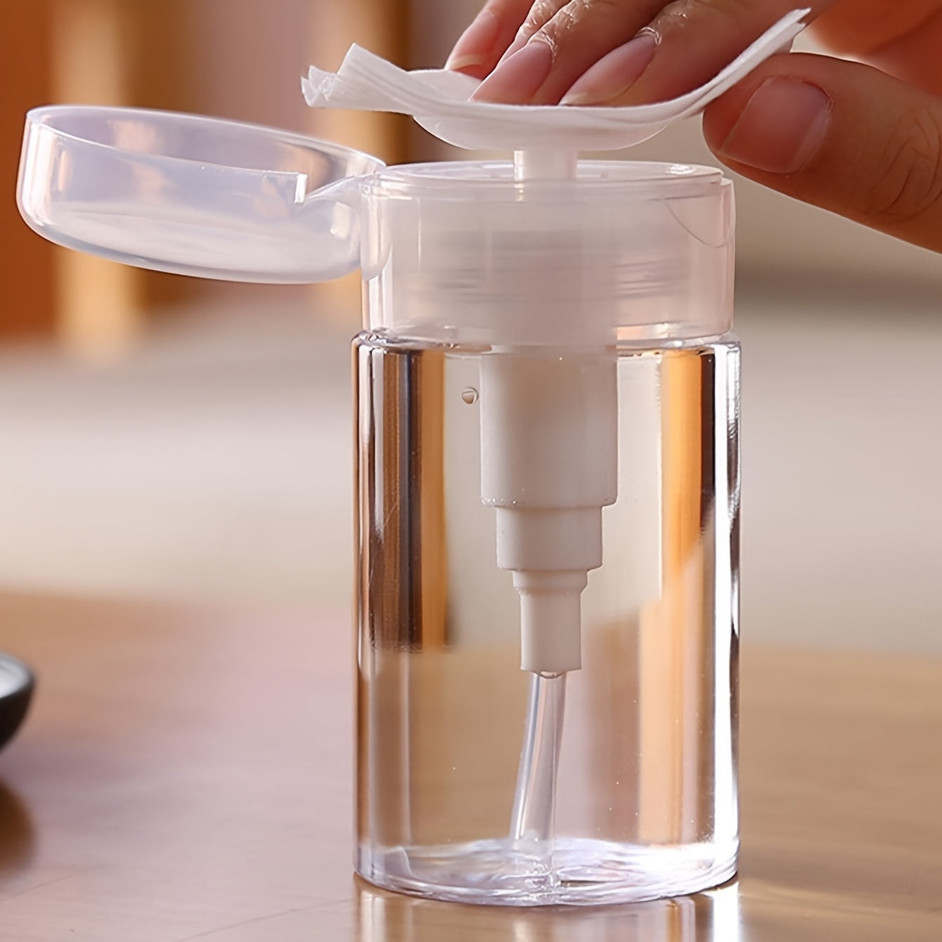 Transparent Cosmetic Storage Organizer with Liquid Dispenser for Home Use