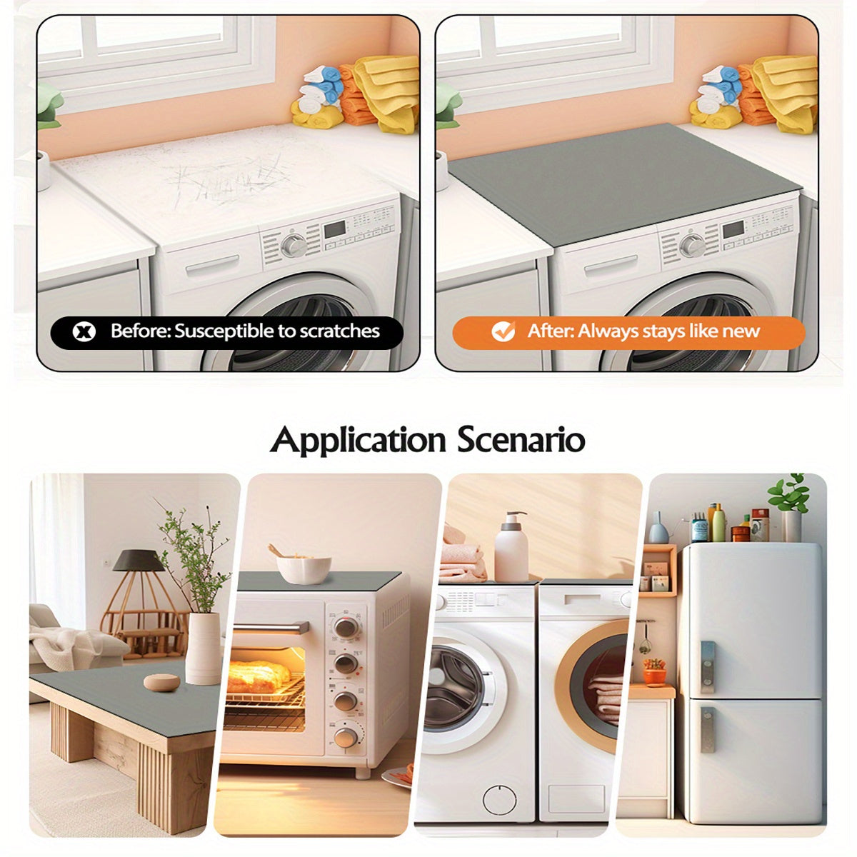 Diatomaceous Washer Dryer Top Protector Mat Non-Slip Absorbent