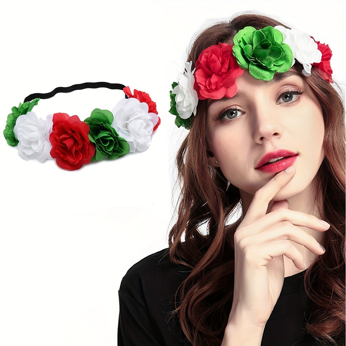 Women's Floral Headband Artificial Flower Hair Band for Halloween Festival Wreath Crown