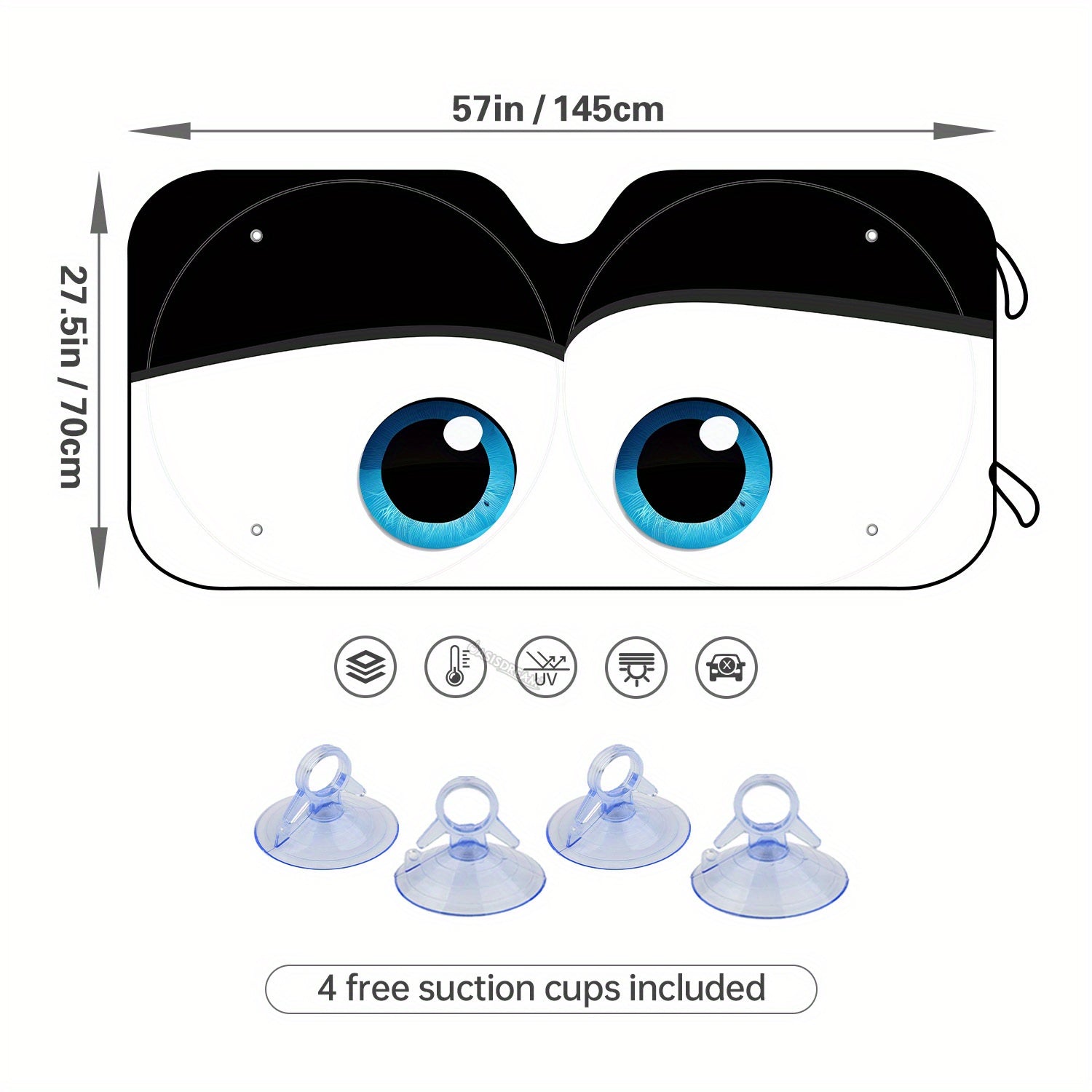 Auto quyosh nuri himoyalovchi old oynasi, RV SUV uchun, 144cm x 28cm