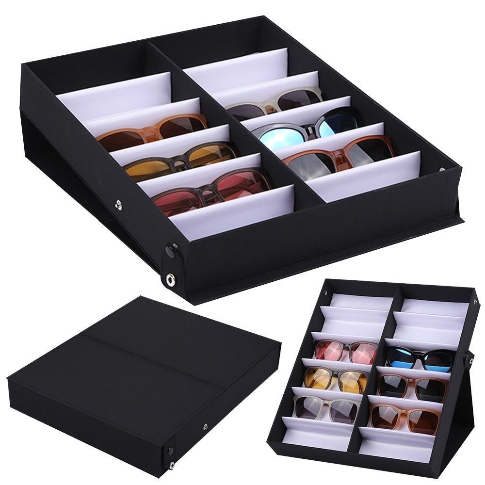 Eyewear Organizer Box with 12 Slots Glasses Display Case Storage Stand