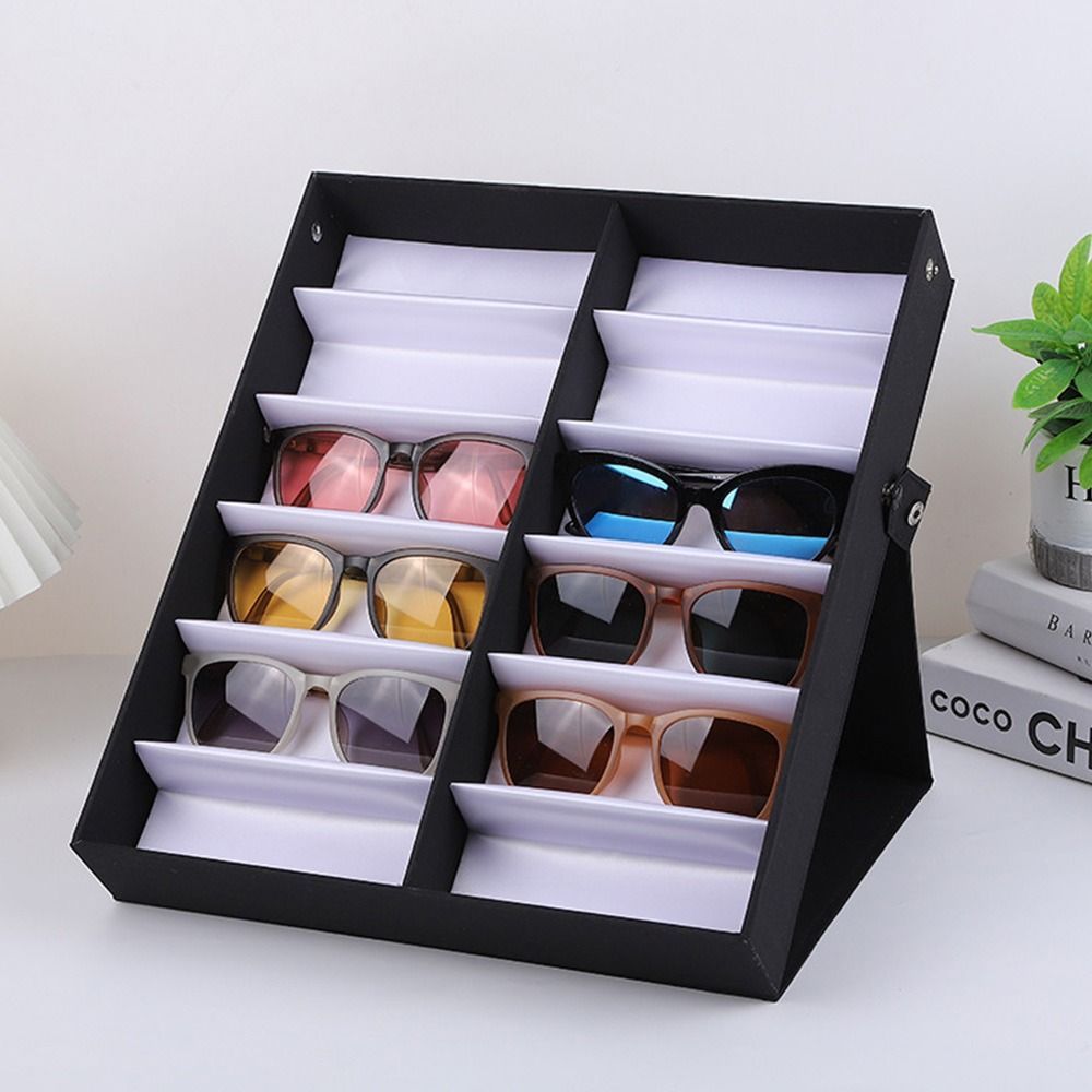 Eyewear Organizer Box with 12 Slots Glasses Display Case Storage Stand