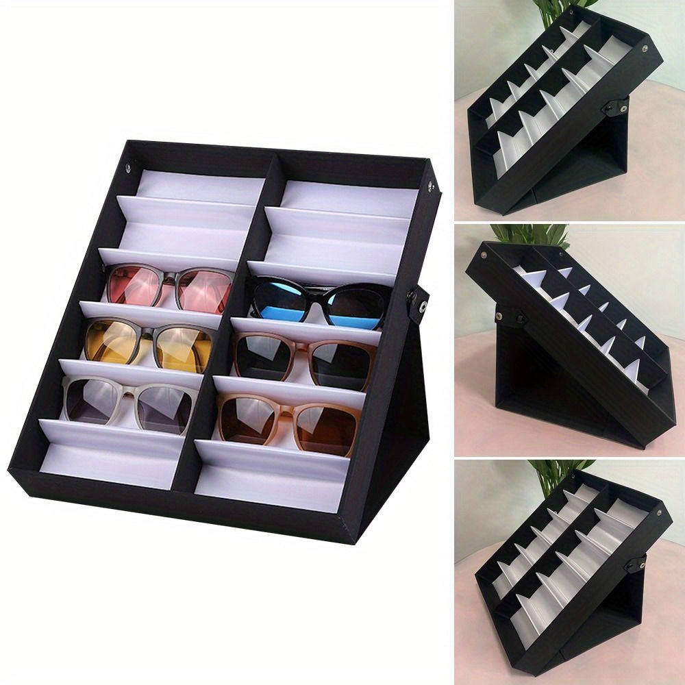 Eyewear Organizer Box with 12 Slots Glasses Display Case Storage Stand