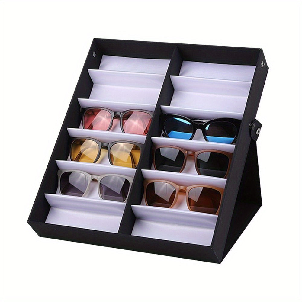 Eyewear Organizer Box with 12 Slots Glasses Display Case Storage Stand