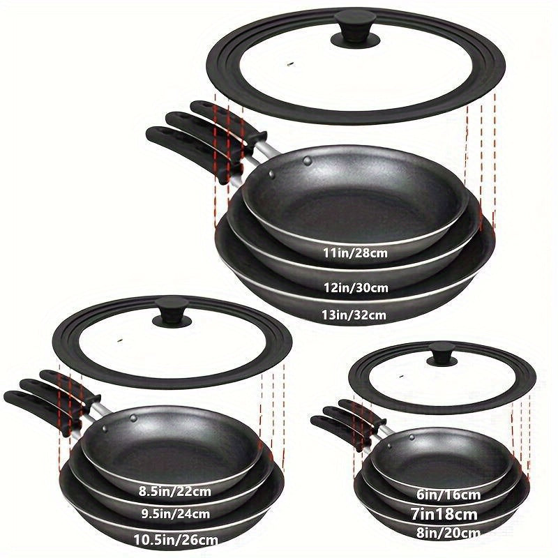 Tempered Glass and Silicone Pot Lid for Various Sizes with Multi-Function Use