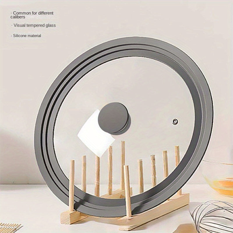 Tempered Glass and Silicone Pot Lid for Various Sizes with Multi-Function Use