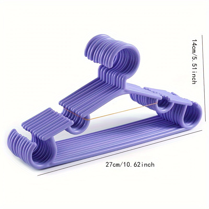 Set of 10 Pink Plastic Hangers Non-Slip Grooves for Clothes Organization and Travel