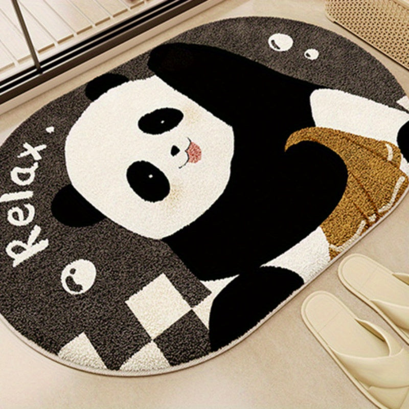 Cartoon Panda Bathroom Mat Soft Absorbent Hand Washable Home Decor