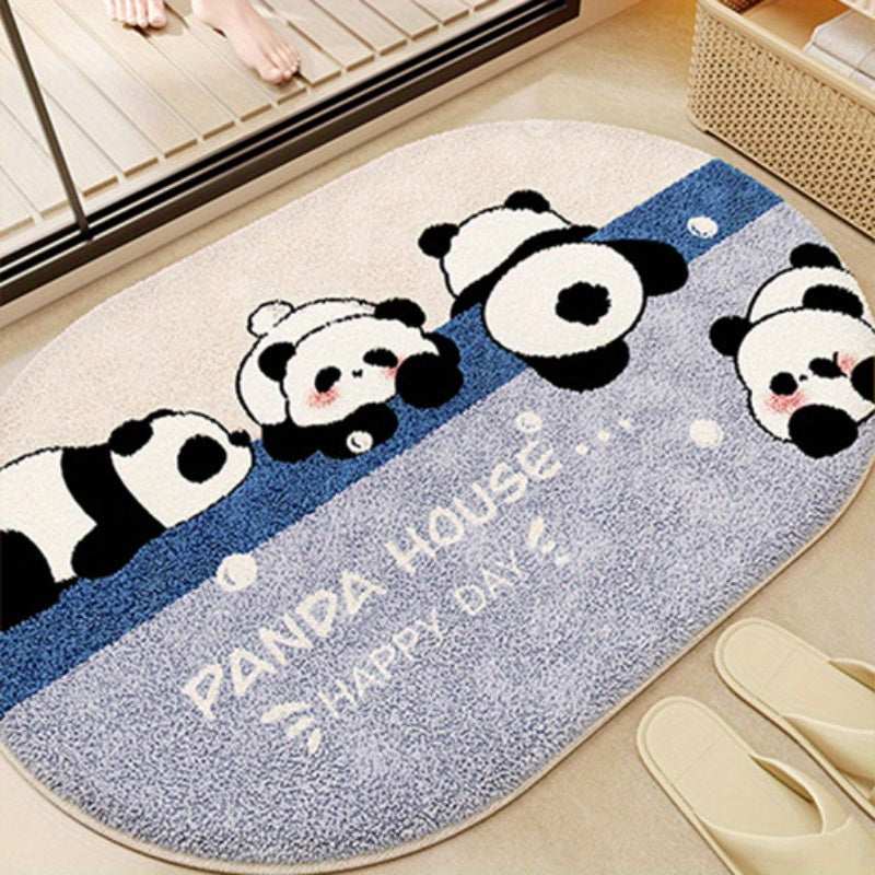 Cartoon Panda Bathroom Mat Soft Absorbent Hand Washable Home Decor