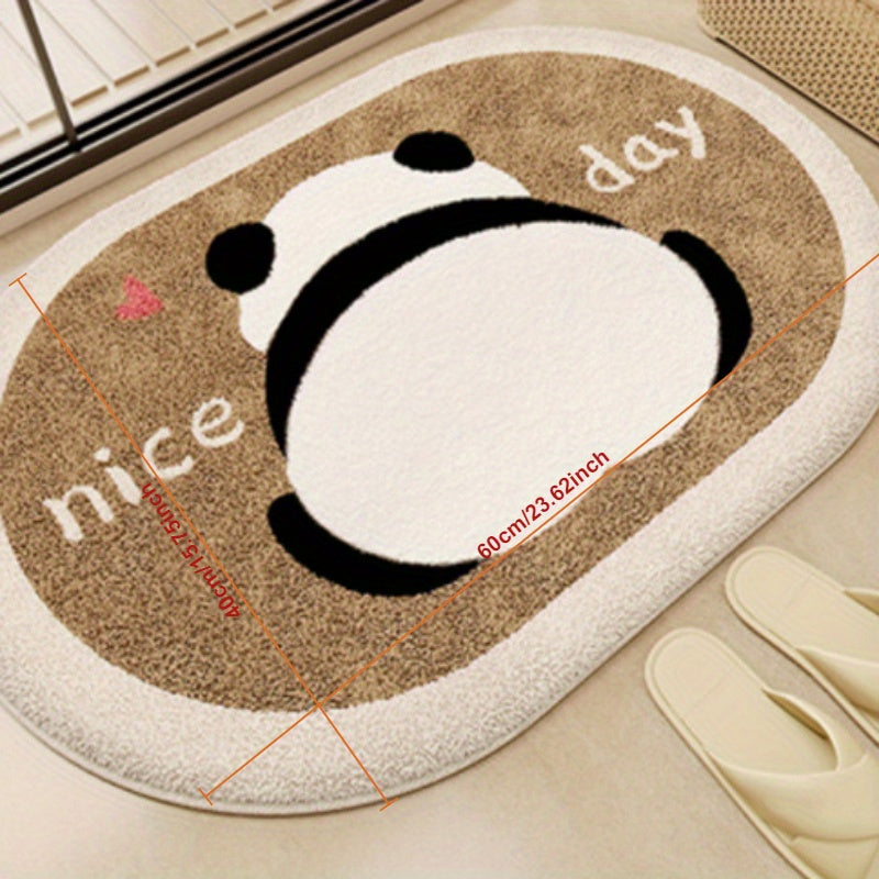 Cartoon Panda Bathroom Mat Soft Absorbent Hand Washable Home Decor