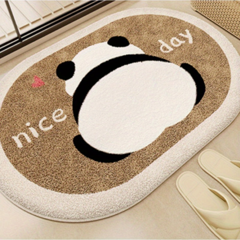 Cartoon Panda Bathroom Mat Soft Absorbent Hand Washable Home Decor