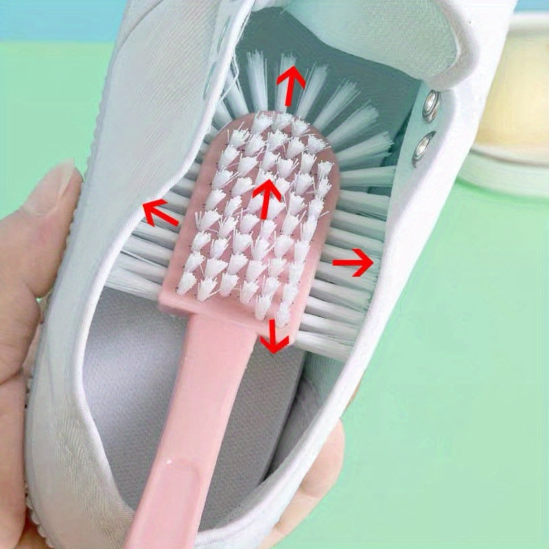 Ko'p funksiyali 5 tomonli plastik kir yuvish cho'tkasi - uzoq tutqichi bilan - poyabzal, kiyim, hojatxonalar va ochiq joylarda foydalanish uchun mustahkam qo'lda tozalash vositasi - elektr energiyasi talab qilinmaydi